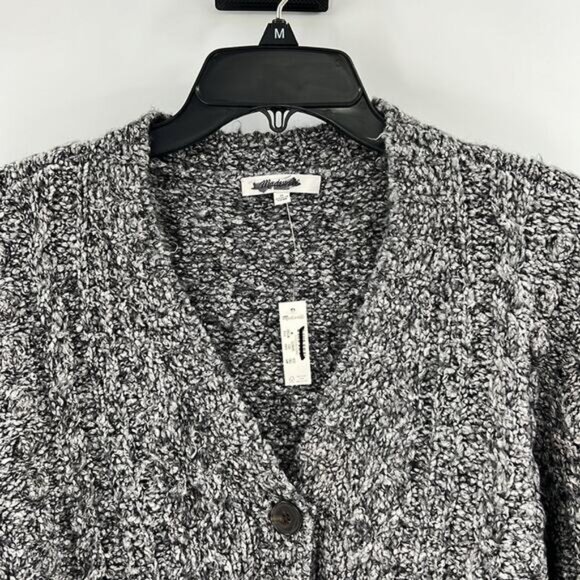 Madewell Women's Cable V-Neck Cardigan - Dusk Grey - Medium - NWT - Picture 3 of 8